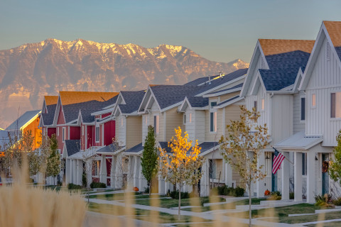 Townhomes with mountain range in background